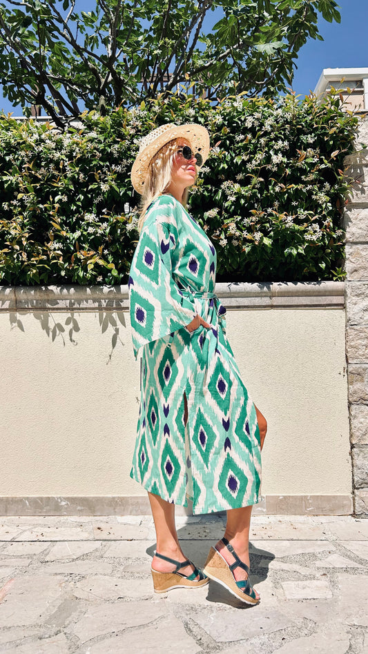 Green Ikat Kimono