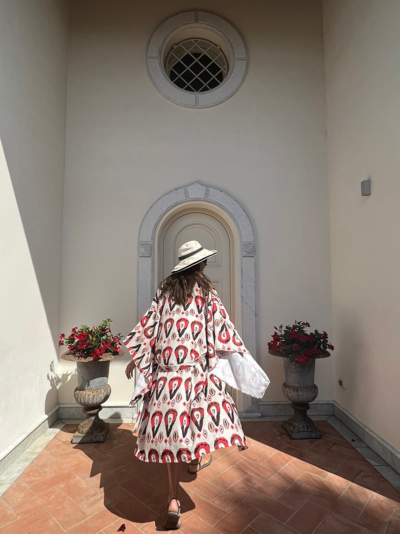 Red Ikat Kimono